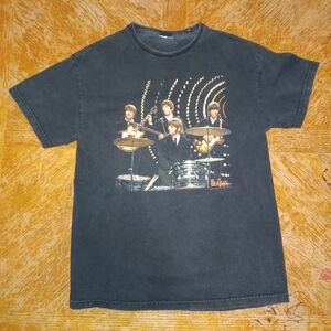 THE BEATLES Rock Band 2002 Apple Corps Ltd Black tee shirt. Size tag is missing